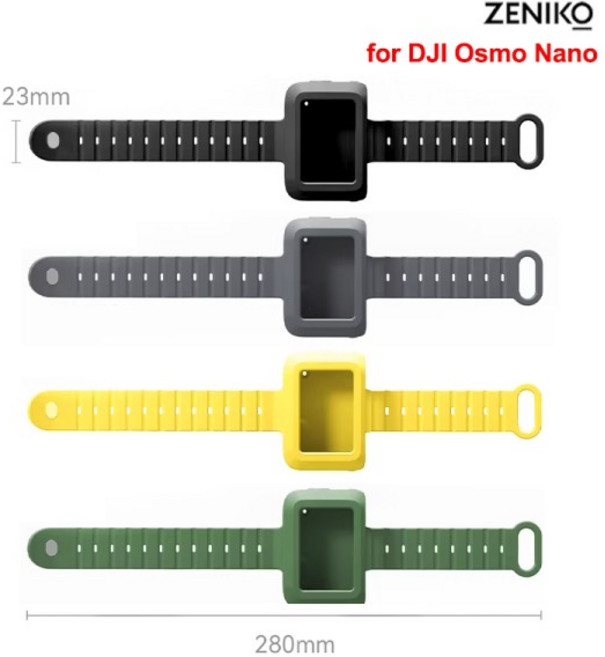 DJI 오즈모 나노 액션 카메라용 ZENIKO 실리콘 손목밴드 야외 스포츠/하이킹/사이클링용 브래킷 시계줄 (브, 01 검정색