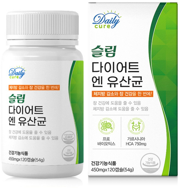 데일리큐어 다이어트 유산균 식약청인증 체지방 감소 프로바이오틱스, 2개, 120정