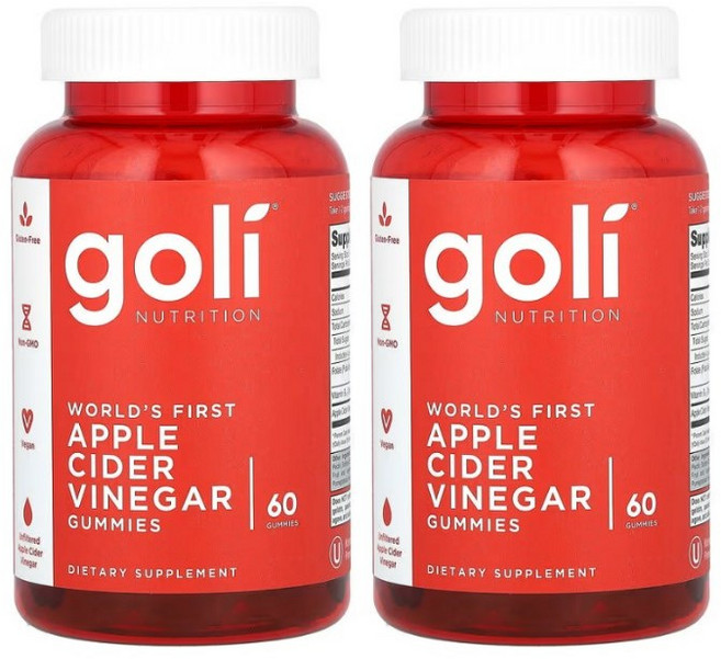 골리뉴트리션 애플 사이다 식초 구미 글루텐 프리 비건, 60 Count (Pack of 1), 2개, 60정