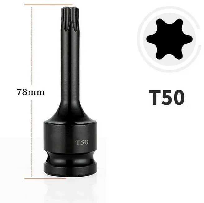 토르크 소켓 어댑터 임팩트 드라이버 렌치 세트 자동차 수리 도구 키트 T20 T25 T27 T30 T35 T40 T45 T50 T, 06 T50