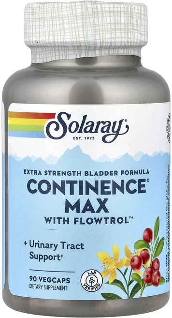 건강에 좋은영양제 Solaray 방광 포뮬라 Flowtrol™ 함유 Continence® 맥스 베지 캡슐 90정 지금구입하세요 곧품절되요, 1개 - 쿠팡