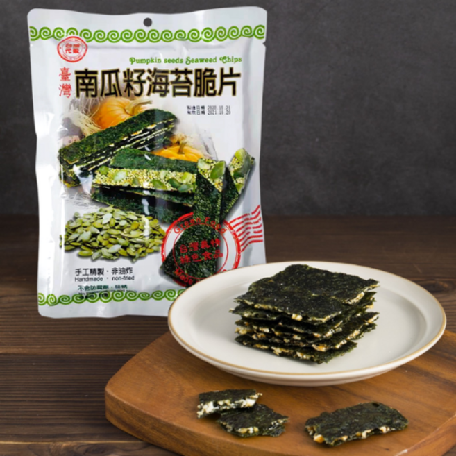 臺旺 - 南瓜籽海苔脆片 南瓜籽 (40公克 / 20片裝), 1個, 原味