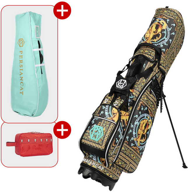 [페르시안캣 공식몰]PER 026 르네상스 스탠드백 골프백 캐디백 블랙 (투명후드커버포함)