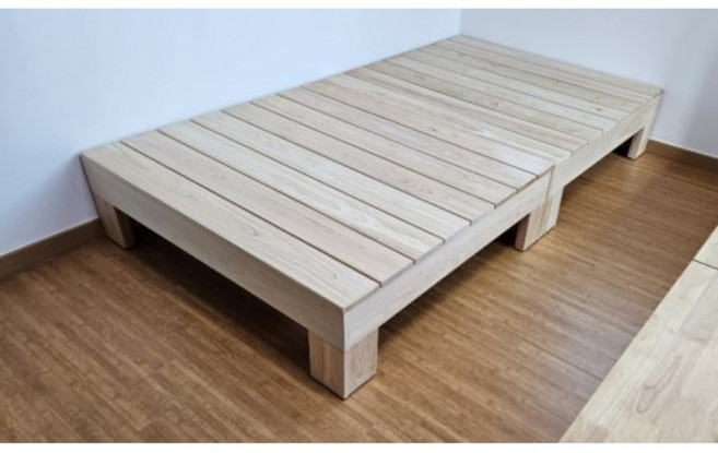 편백 침대프레임 평상형 원목 나무 침대 무헤드 싱글 슈퍼싱글 퀸, 헤드X