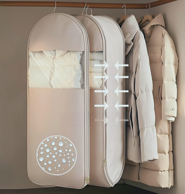 공간절약 자가압축 의류 보관백 옷커버 지퍼형 클로젯 정리함 패딩 압축 방진 커버 옷장용 의류 방진백, 1개, 1개입