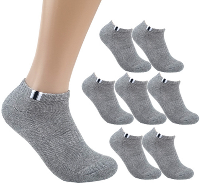 더베이직 남성용 국산 두꺼운 이중쿠션 포인트 스포츠 스니커즈 양말 8켤레, 그레이, 8개