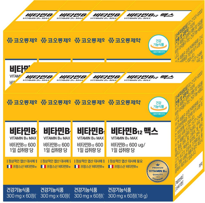 코오롱제약 비타민 B12 맥스 프랑스산 원료 정상적 엽산대사에 필요 단일성분, 8개, 60정
