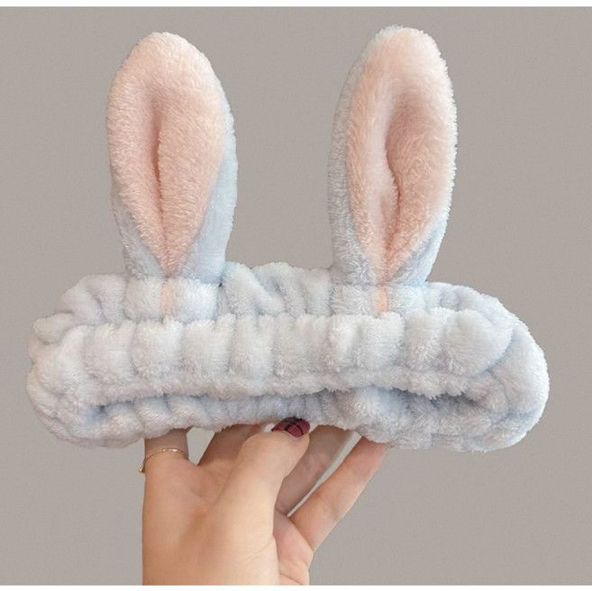 귀여운 동물 캐릭터 세안밴드 클렌징 머리띠 1+1, 2개, 토끼(블루)