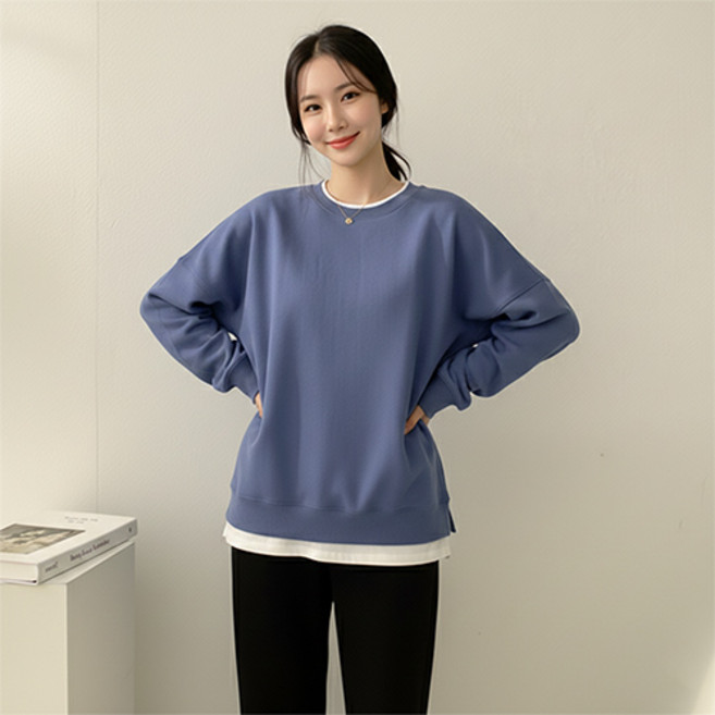 데일로엔 여성 오버핏 레이어드 맨투맨 긴팔 티셔츠