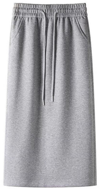 POMTOR 여름 여성 하이웨스트 날씬해 보이는 트임 스커트 밴딩 벨트 캐주얼 일자 스커트