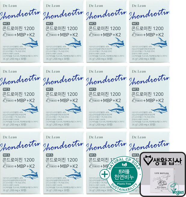 Dr. Lean 닥터린 콘드로이친 1200 콘레이티 + MBP + K2 사은품 천연비누, 12개, 30정