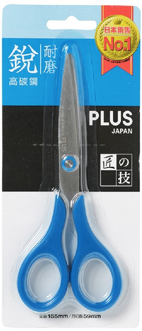 PLUS 日本進口 高碳鋼 剪刀 SC-155C 155mm, 藍色, 1個