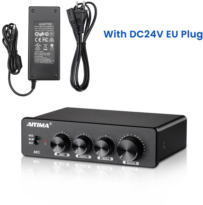 AIYIMA 오디오 A01 TPA3116 파워 앰프 클래스 DHIF 사운드 앰프 스테레오 앰프 홈 시어터 앰프 베이스 알토 트레블 80W, A01 24V EU 플러그 포함
