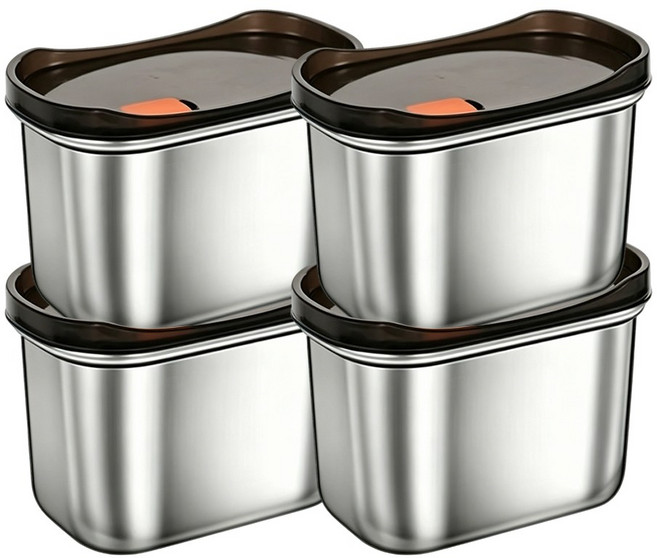 Fanobo 스텐 진공 밀폐 용기 세트, 원색 550ml, 4개