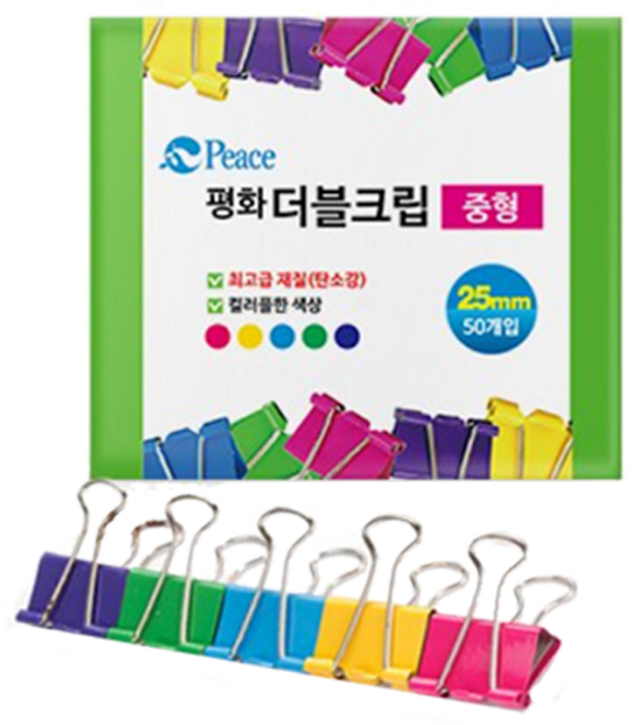 7위 - 피스코리아 평화 사무용 더블크립 25mm, 중, 50개입, 1개