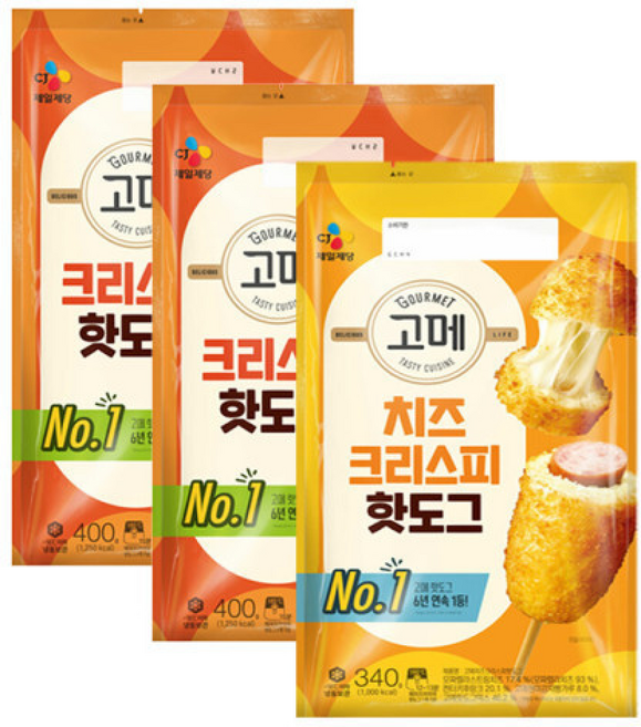 CJ제일제당 CJ 고메 핫도그 크리스피 400g x2개+치즈크리스피 340g, 단일구성, 2개
