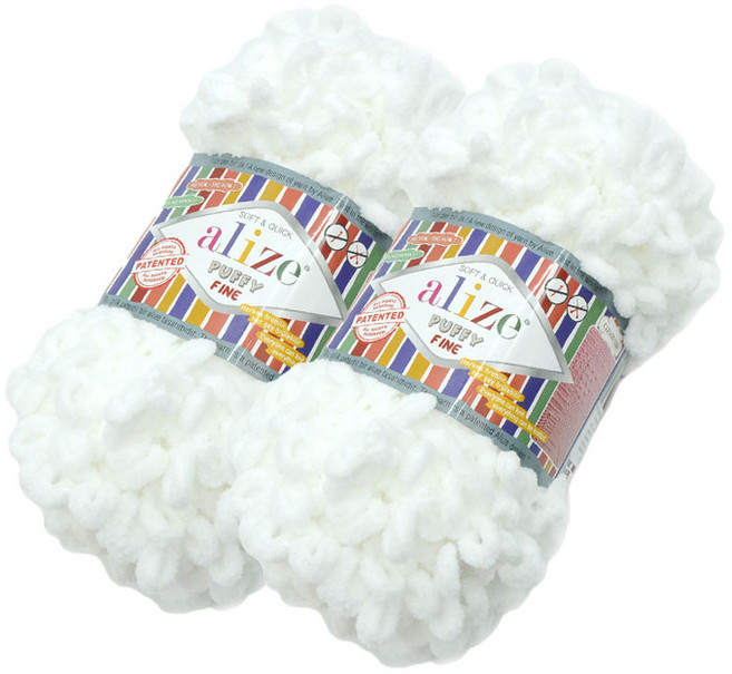 패턴도안 증정/ 알리제 퍼피파인 핑거니팅 뜨개실, 화이트(55), 2개