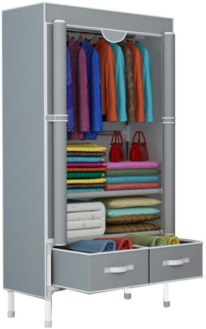 MAME 조립식 비키니 옷장 행거 원룸 서랍형 옷장 75, 그레이