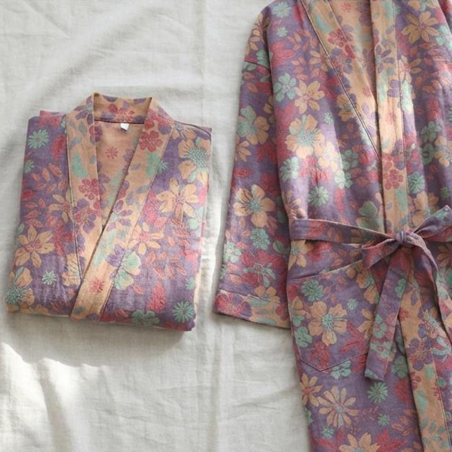 스키니나인 유카타 샤워가운 홈웨어 잠옷 순면 원피스잠옷 로브 가운