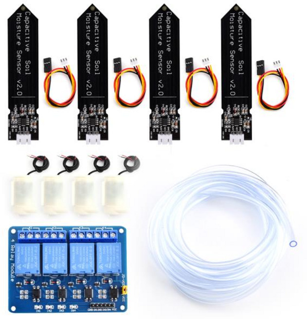 자동 관개 DIY 키트 정전식 토양 수분 센서 물 펌프 4CH 릴레이 아두이노 수분 감지 정원 급수, 1개, A