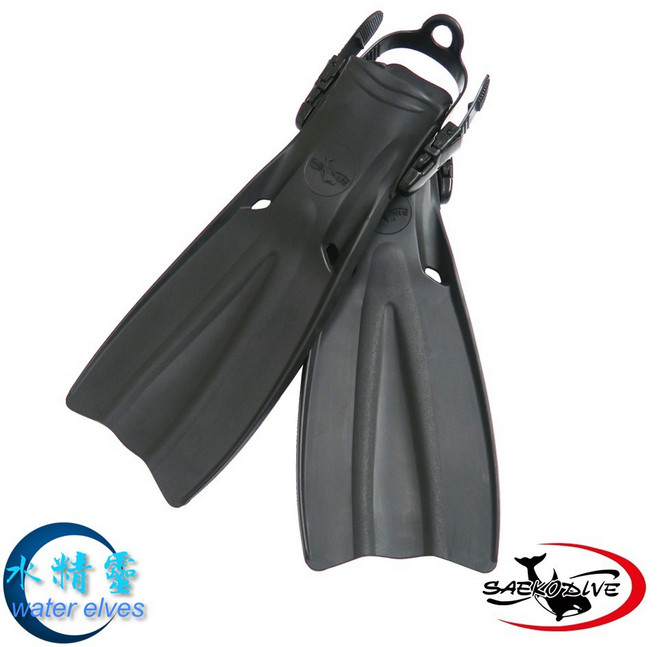 SAEKODIVE 橡膠潛水蛙鞋(快卸扣) - 水精靈- 2081, 黑色,L