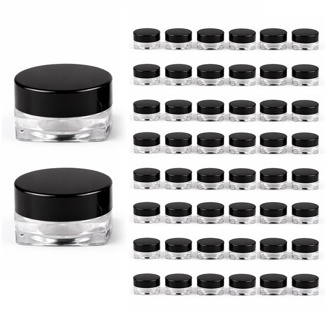 포포라운지 화장품 미니 공병 샘플 크림 용기 휴대용 소분 케이스, 50개, (블랙 3g)