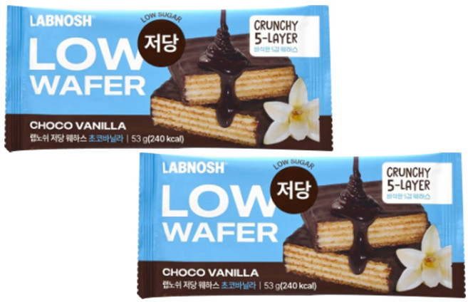 랩노쉬 저당웨하스 초코바닐라, 53g, 2개