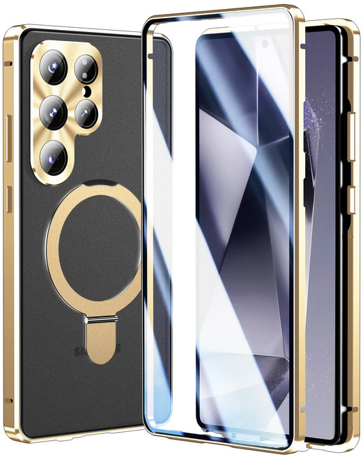 헤미션 갤럭시 S25/S26 울트라 풀커버 맥세이프 케이스 - 양면강화유리 마그네틱 자동흡착 MagSafe 거치대 케이스