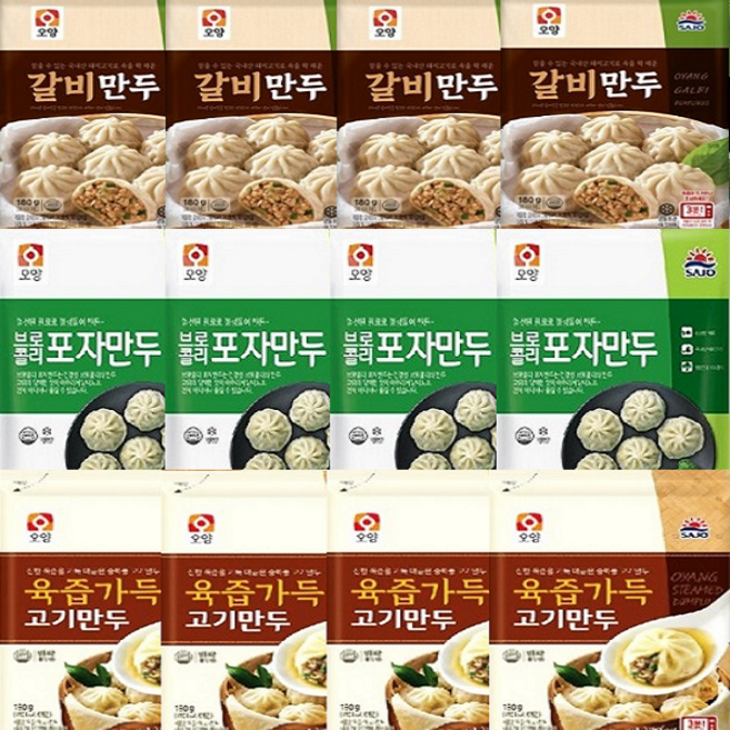 사조 포자만두12봉 갈비만두4봉+육즙만두4봉+브로콜리4봉, 12개, 180g