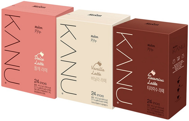 카누 라떼 돌체 24T+바닐라 24T+티라미수 24T 라떼커피, 1개, 24개입, 415.2g