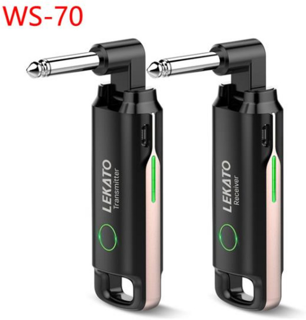 Lekato 기타 액세서리용 무선 송신기 및 리시버 Ws-70 충전식 오디오 채널 40M, 01 GREEN, 01 GREEN, 1개