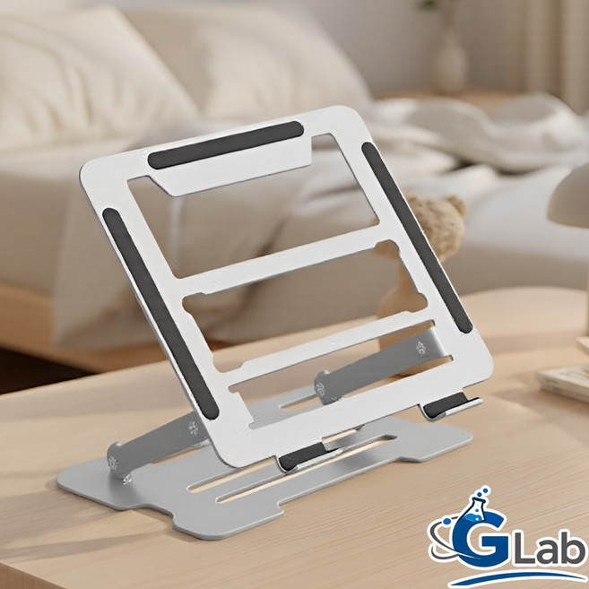 규랩 쿨링 홀 높이 각도 조절 노트북 스탠드 거치대, 1개, 실버