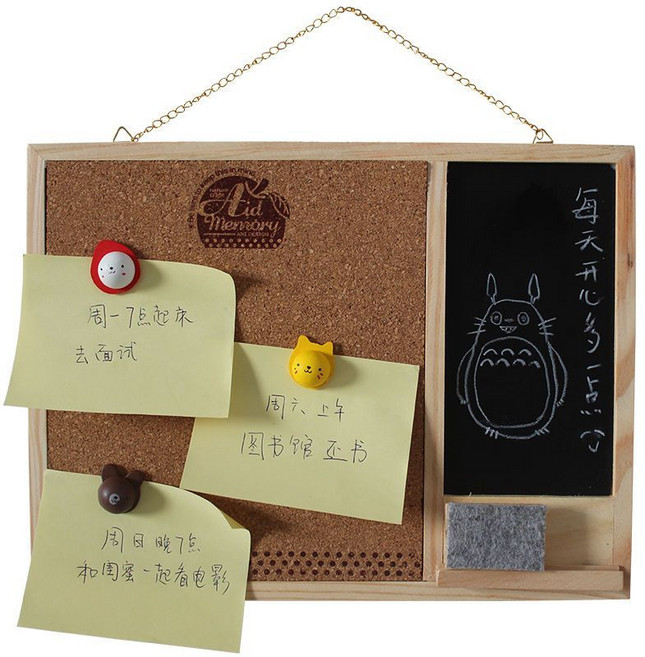 #冰箱貼留言板# 秀艾迪 磁吸小黑板 家用可擦軟木板留言板掛牆免打孔, 橫款, 1個
