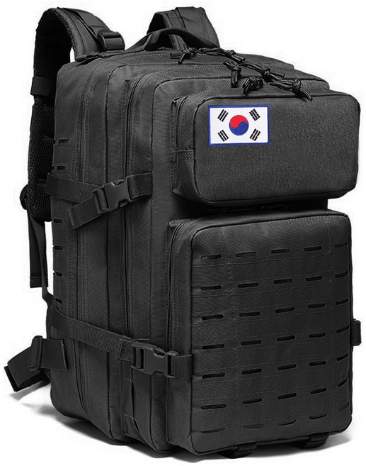 45L 대용량 군용 병사 등산 캠핑백 + 태극기 패치 방수 옥스포드 원단 소재 운동 피트니스 여행 아웃도어 등 다양한 장소에 적합 남녀 공용