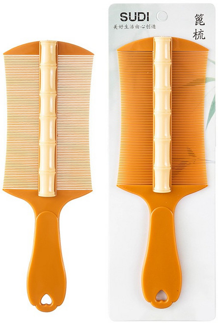 1p/2p구성 미세 참빗 머릿니 서캐 빗 비듬 제거 춈춈한 빗, 1개, 손잡이형-브라운