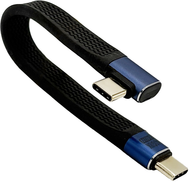 240W 초고속충전 PD 디플랫 C타입 직각 숏 미니 케이블, 1개, 블랙, 14cm