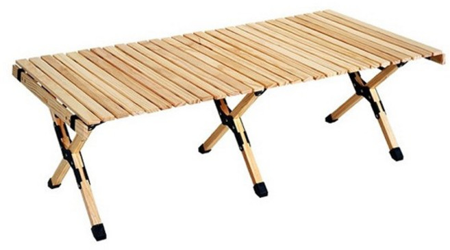 [휴먼] 우드 롤테이블 / 1200mm 넉넉한사이즈 높이조절 천연 소나무원목 / 캠핑 차박 피크닉 티테이블 다용도로 실내사용, 내추럴우드