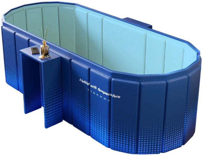 UB 접이식 욕조 미니 테이블 무조립 이동식 반신욕 목욕통 성인용 대형, 1개, 블루