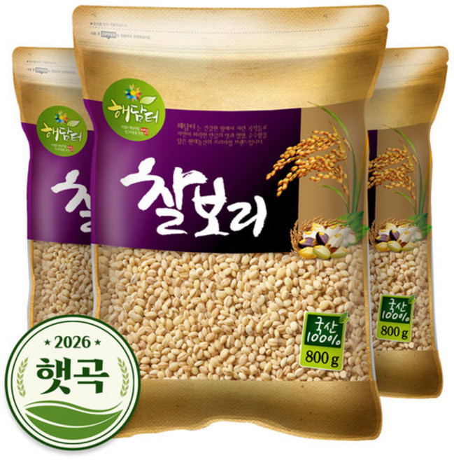 2026년 햇곡 국산 찰보리 2.4kg (800gX3봉), 800g, 3개