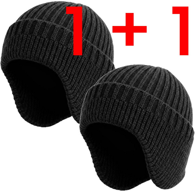 남녀공용 귀달이 비니 1+1 겨울 방한 모자 귀도리 니트 털모자 귀덮개