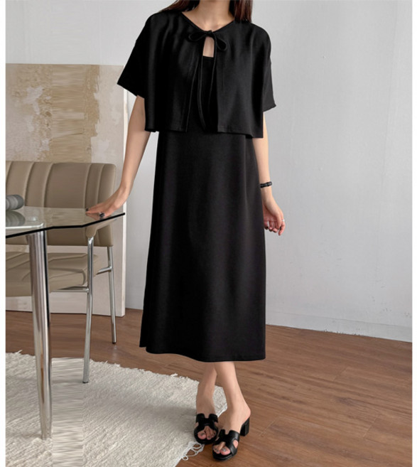 마이쏭 여성 빅사이즈 국내제작 투피스 볼레로 원피스 여름세트 샾리본가디건롱원피스세트