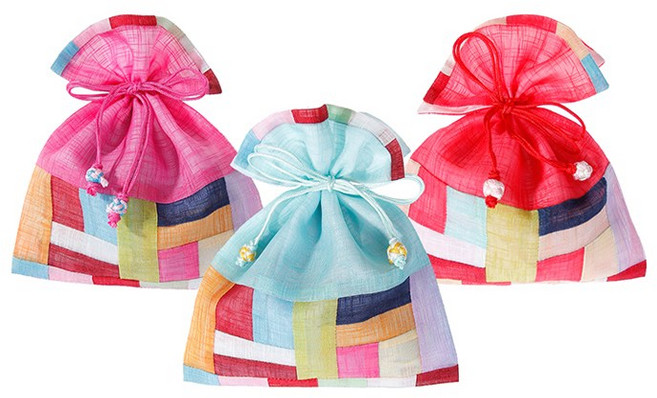 모시 무지개 복주머니 선물 수납 주머니, 랜덤발송, 10개