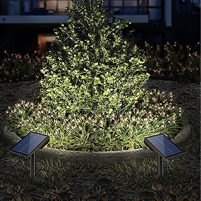 태양광 충전 9구 LED 스포트라이트 조명 정원 수목등 실외 방수, 화이트