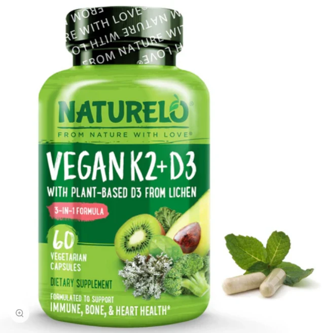 내츄렐로 비타민 k2 비타민 D3 60정 naturelo Vegan Vitamin K2 & D3 Supplement 60ct, 1개 - 쿠팡