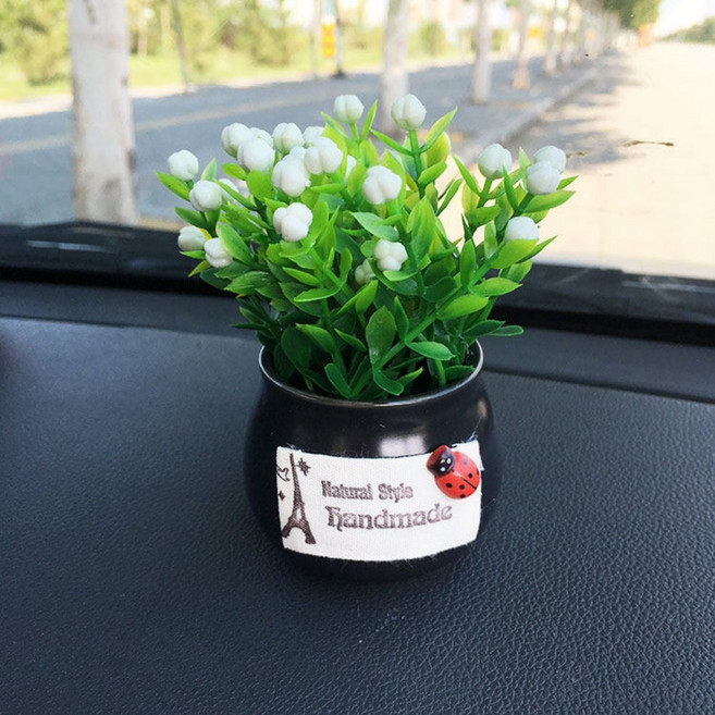 OFFCURVE 차량용 미니 화분 대쉬보드 인테리어 소품 장식, 1개, 길운 과일 검은 화분