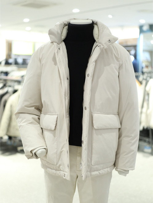 앤드지 하이넥 덕다운 푸퍼 남자 남성 아이보리 데일리 따뜻한