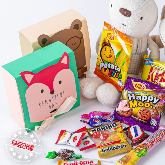 슬기마트 어린이 유치원 단체 동물 리본상자 간식 12종 선물세트 스낵 학교 어린이집 생일답례 행사 교회 성당 회사간식 선물, 1세트, 리본 동물 간식세트