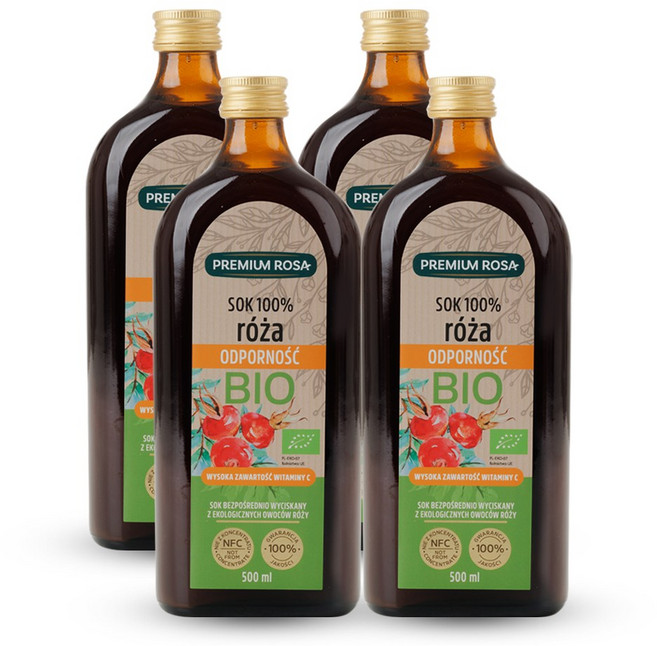 프리미엄로사 유기농 로즈힙 퓨레 원액 주스, 500ml, 4개