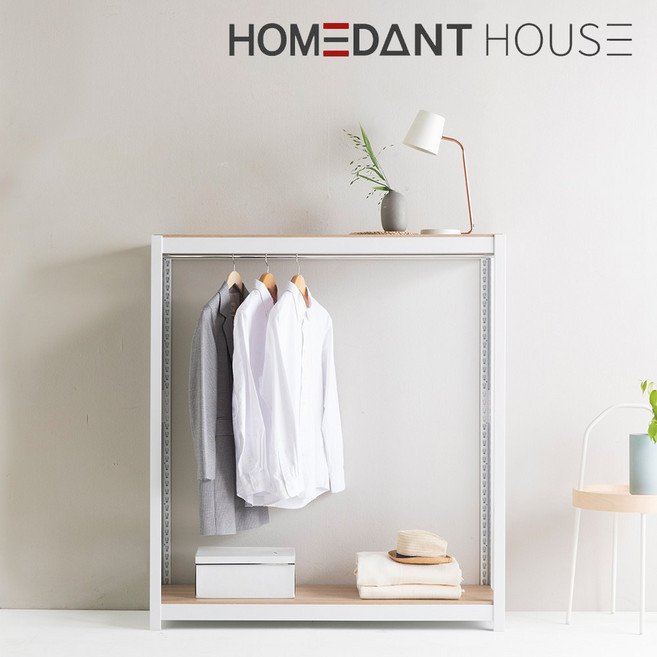 홈던트하우스 시스템행거 조립식 철제 드레스룸 선반 옷걸이 400x500x1650(h) - 2단(행거1), 블랙