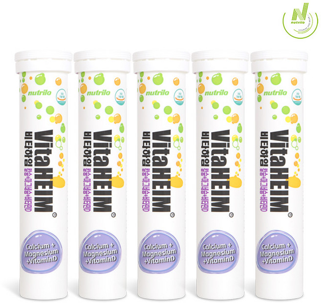 비타하임 발포 비타민 칼슘+마그네슘+비타민D, 15정, 5개